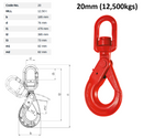 Swivel Self Locking (Safety) Hook with Bearing - Grade 80