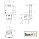 Grade 100 Decentered Lifting Point data drawing with bolt Metric Kleinsorge Lifting Equipment Sales Ltd Tuam Galway Ireland