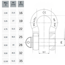 Grade 6 Shackle Dimensions