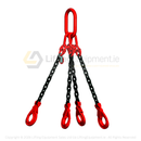 Red chain sling with hooks on a white background