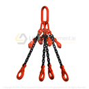 Red chain sling with hooks on a white background