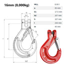 16mm Sling Latch Lock Clevis Hook Diagram with Dimensions