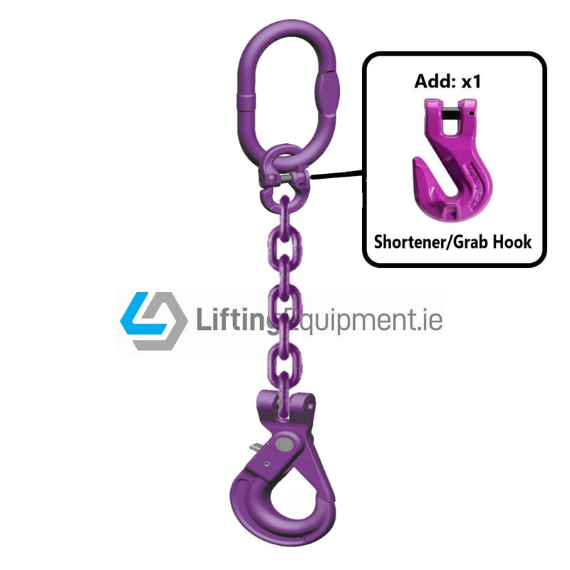 1 Leg Grade 100 Drop Chain KWB with Grab Hook and Self Locking Safety Clevis Hook