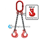 2 Leg 8mm Chain Grade 80 with Sling Latch Lock Hooks with Grab Hook Shortener Shortening Hook