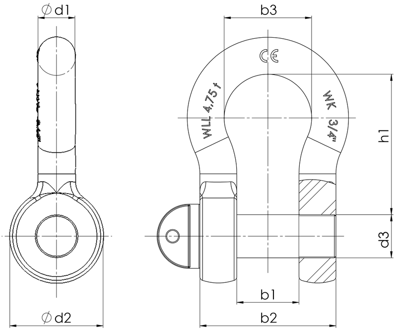 Bow Shackle Drawing Spec Image