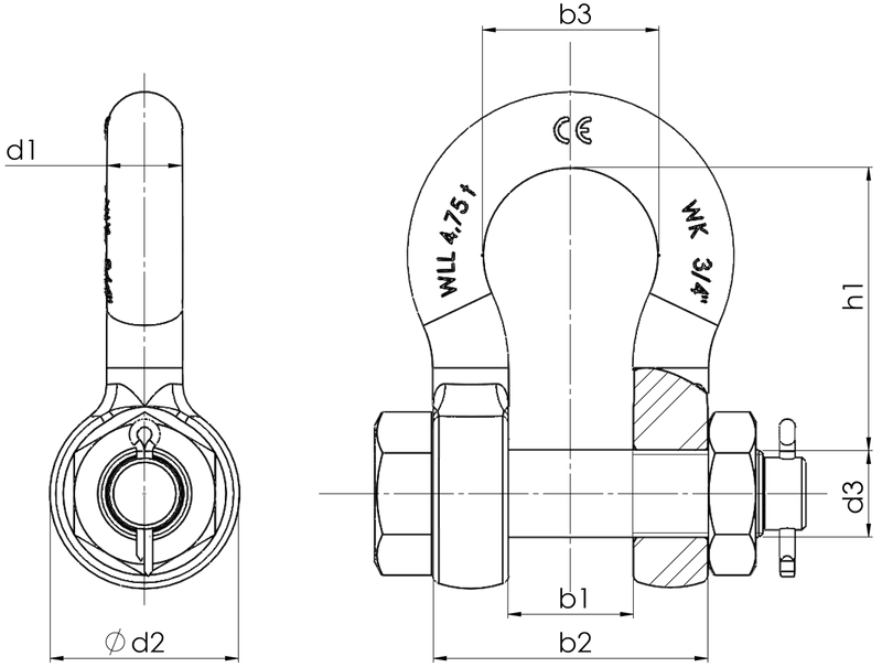 Draw Shackles Shackles GA1 Certified - Lifting Equipment in Galway Ireland