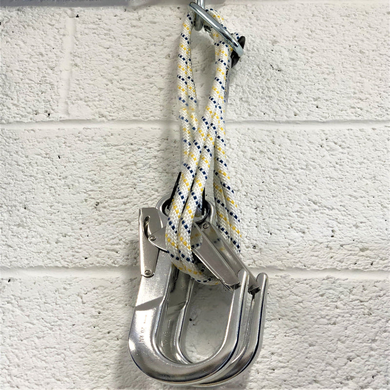 Double Fall Restraint Lanyard (1.5Mtrs) with 2x Snap Hooks (No Energy Absorber)