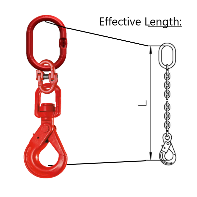 Short Stuck for room Drop Single Leg Chain with Swivel Self Locking Safety Hook effective Length explained