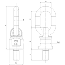 Drawing of Swivel Eye Bolt Grade 80 Red with Ring CE approved European High Quality Product M12 to M24