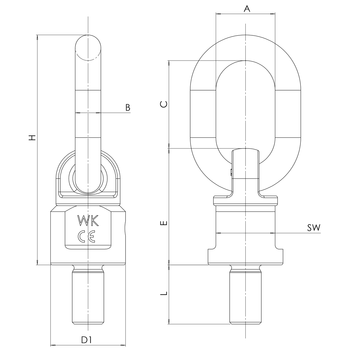Swivel Eye Bolt w/Bearing Ring G80 Standard Metric