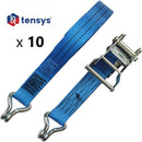 Tensys 2 tonne 6meter load lashing ratchet straps box of 10