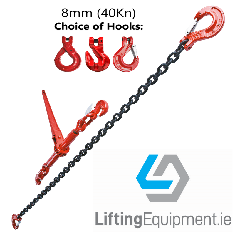 8mm Tie Down Chain and Ratchet Binder Example with Sling Hooks each end