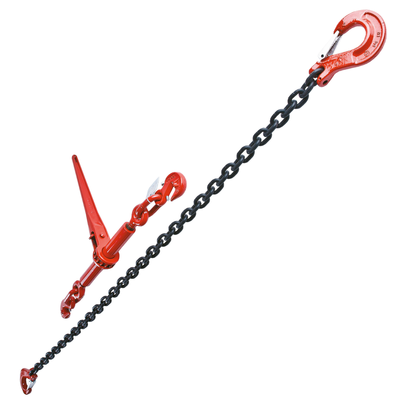 Tie Down Chain and Ratchet Binder Example with Sling Hooks each end