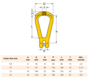 Yoke Grade 80 Reevable Egg Links Metric Dimensions and spec data sheet